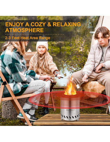 Mesa de fuego AmazStove de acero inoxidable 24.6 cm Plata