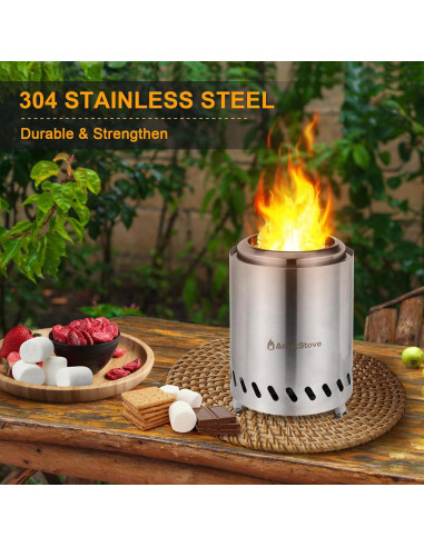 Mesa de fuego AmazStove de acero inoxidable 24.6 cm Plata