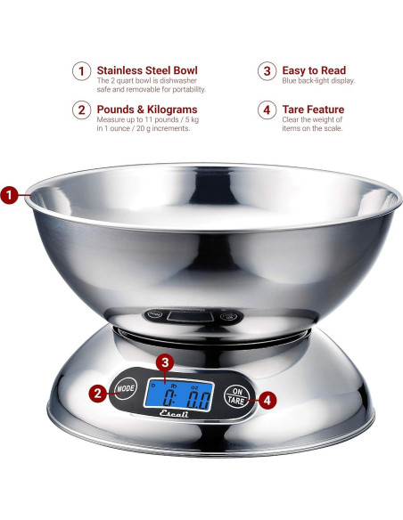 Balanza de Cocina Escali Rondo Acero Inoxidable 4.99kg