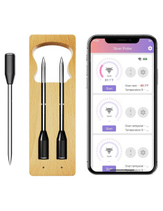 Termómetro de Carne Inalámbrico SLARY con App y 2 Sonas