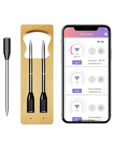 Termómetro de Carne Inalámbrico SLARY con App y 2 Sonas