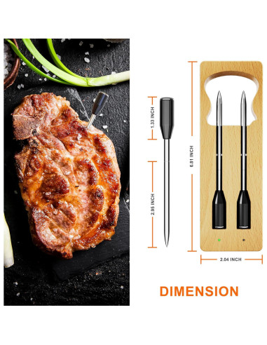 Termómetro de Carne Inalámbrico SLARY con App y 2 Sonas