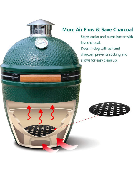 Parrilla de Carbón de Hierro Fundido 9" para Kamado Grande