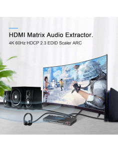 Matriz HDMI 4 Entradas 2 Salidas EZCOOTECH 4K 60Hz ARC CEC 2