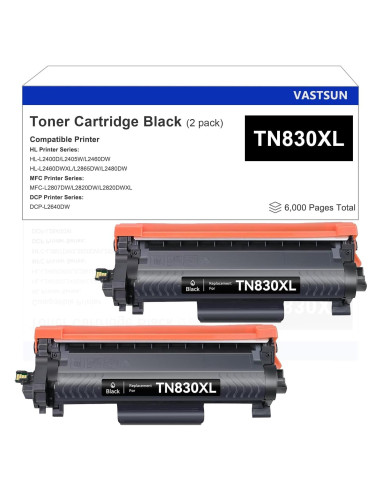 Cartucho de Tóner TN830XL VASTSUN Compatible Negro Paquete de 2