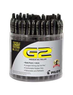 Bolígrafos de Gel Pilot G2, 48 Unidades, Punta Gruesa 1.0mm, Negro