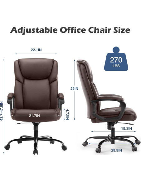 Silla de Oficina Ergonómica OLIXIS - Soporta 136 kg, Cuero PU