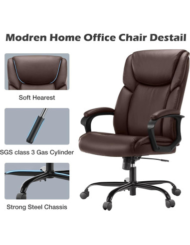 Silla de Oficina Ergonómica OLIXIS - Soporta 136 kg, Cuero PU