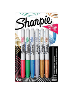 Marcadores Permanentes Metallics Sharpie, Punta Fina, 6 Colores