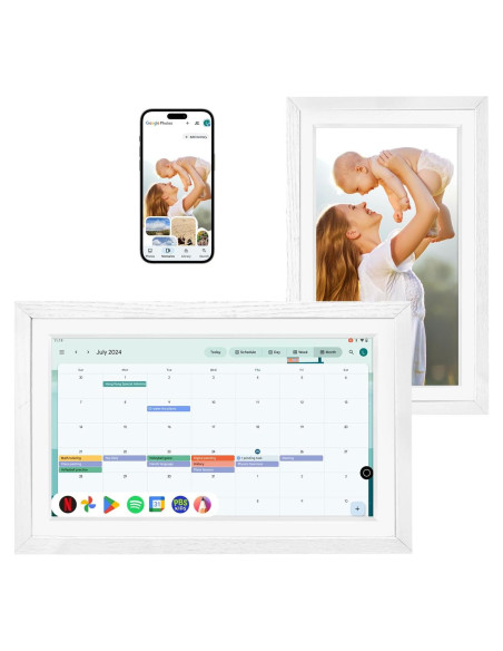 Calendario Digital de Pared 15.6" Changing F16 Madera Blanca