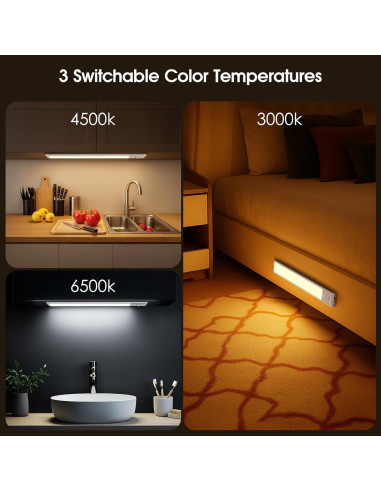 Luces Bajo Gabinete Chasesun 24.4cm LED Inalámbricas USB-C 5 Pzas