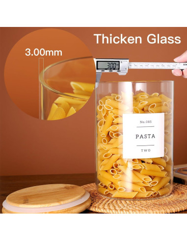 Juego de 6 tarros de vidrio CZZGSM con tapas de bambú y 132 etiquetas