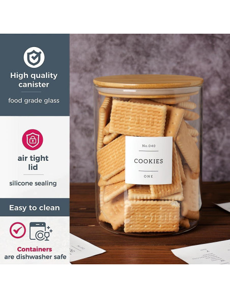 Juego de 6 tarros de vidrio CZZGSM con tapas de bambú y 132 etiquetas