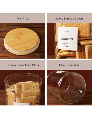 Juego de 6 tarros de vidrio CZZGSM con tapas de bambú y 132 etiquetas
