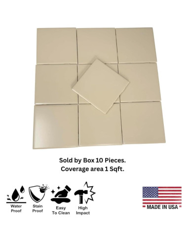 Azulejo Cerámico Tenedos 10.8x10.8 cm Mate Putty Urbano - Caja de 10