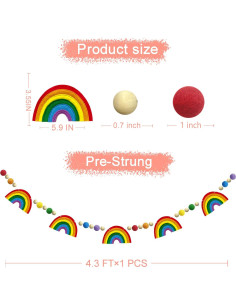 Guirnalda de Pom Pom Arcoíris Pinkblume 1.5m Decoración Fiesta 2