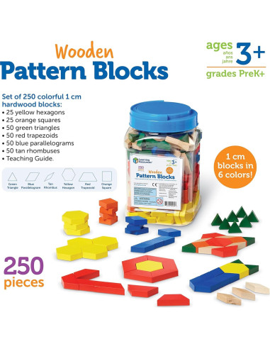 Bloques de Patrón de Madera Learning Resources 250 Piezas