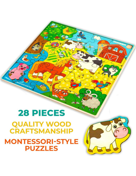 Rompecabezas de Madera QUOKKA para Niños 3 a 8 Años - 28 Piezas Rompecabezas de Madera QUOKKA para Niños 3 a 8 Años - 28 Piezas