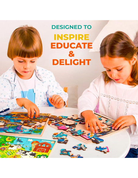 Rompecabezas de Madera QUOKKA para Niños 3 a 8 Años - 28 Piezas Rompecabezas de Madera QUOKKA para Niños 3 a 8 Años - 28 Piezas