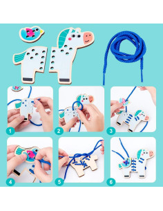 Tarjetas de Enhebrar de Madera Promise Babe - 5 Animales 2