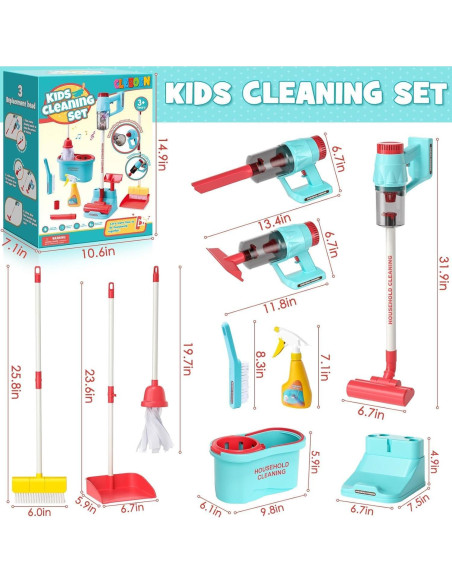 Juego de Limpieza para Niños Cleboen con Aspiradora 3 en 1