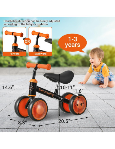 Bicicleta de Equilibrio AmazingJoy para Niños 1-3 Años con Luz