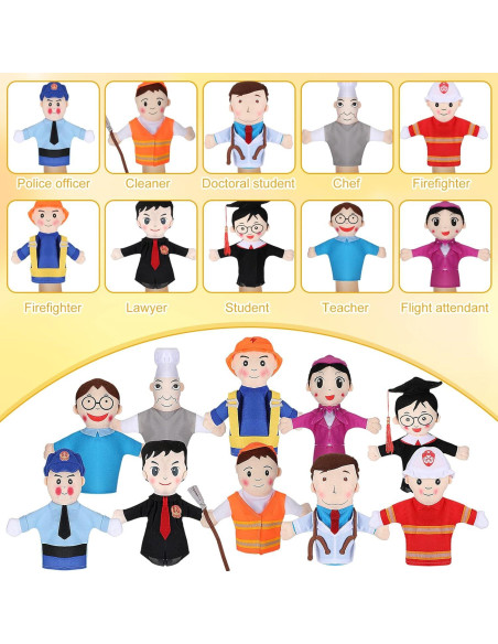 Conjunto de 10 Marionetas de Mano Lenwen Multiculturales 31 cm