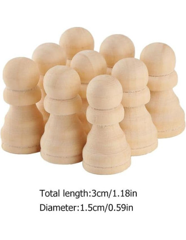 Piezas de Ajedrez de Madera TOYANDONA 50pcs DIY 3x3cm
