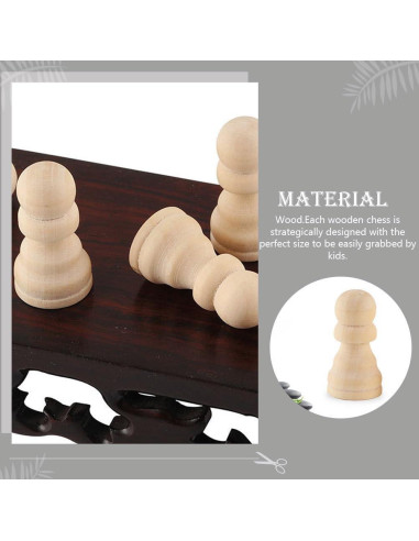 Piezas de Ajedrez de Madera TOYANDONA 50pcs DIY 3x3cm