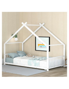 Cama Montessori Individual Bellemave Blanca con Cabecera