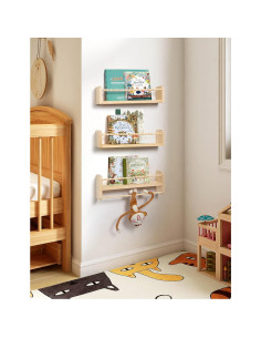 Estantes Flotantes de Madera Natural Maxpeuvon - Juego de 3 2