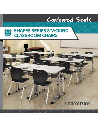 Silla Escolar Ergonómica Learniture Shapes Negra - Paquete de 4