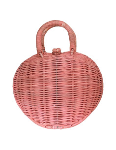 Bolsa de Mimbre Corazón Rosa Natural - Ecológica y Artesanal