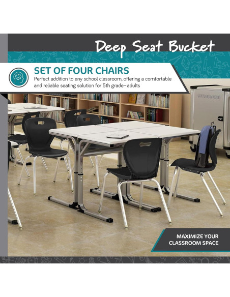 Silla Escolar Ergonómica Learniture Shapes Negra - Paquete de 4