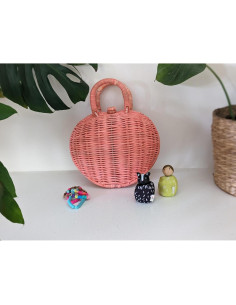 Bolsa de Mimbre Corazón Rosa Natural - Ecológica y Artesanal 2