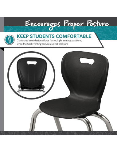 Silla Escolar Ergonómica Learniture Shapes Negra - Paquete de 4