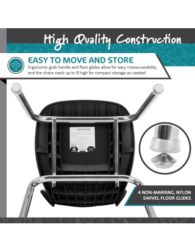 Silla Escolar Ergonómica Learniture Shapes Negra - Paquete de 4