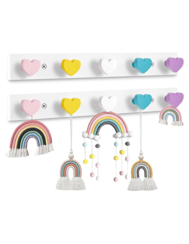 Perchero de Pared para Niños Maitys 2 Pcs Corazón Colorido