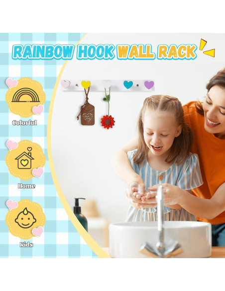 Perchero de Pared para Niños Maitys 2 Pcs Corazón Colorido