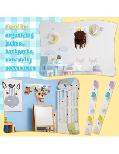 Perchero de Pared para Niños Maitys 2 Pcs Corazón Colorido