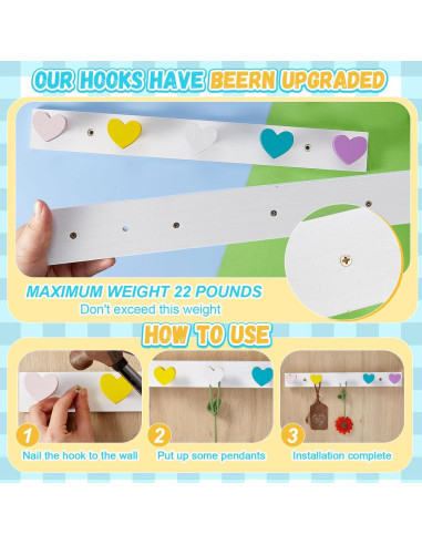 Perchero de Pared para Niños Maitys 2 Pcs Corazón Colorido