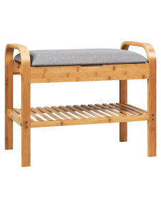 Banco de Zapatos Giantex de Bambú Natural 2 Niveles 61x34x51 cm