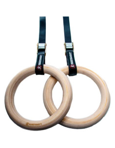 Anillas de Gimnasia de Madera Rubberbanditz con Correas 4.88m 2