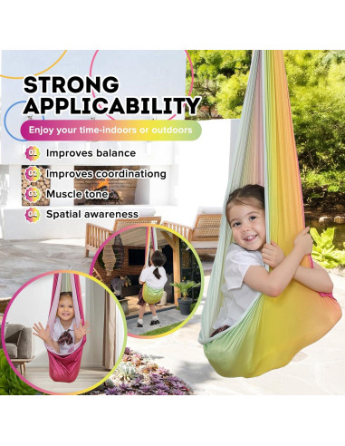 Columpio Sensorial Woqiuke Doble Capa 136kg Rosa-Amarillo