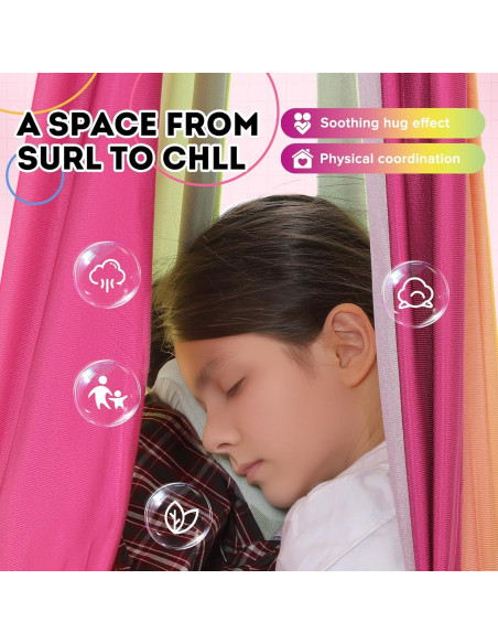 Columpio Sensorial Woqiuke Doble Capa 136kg Rosa-Amarillo