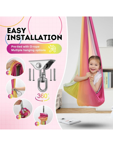 Columpio Sensorial Woqiuke Doble Capa 136kg Rosa-Amarillo