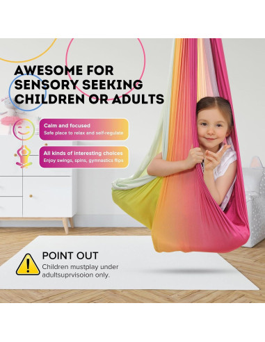 Columpio Sensorial Woqiuke Doble Capa 136kg Rosa-Amarillo