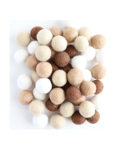 Conjunto de 60 Pompones de Fieltro Marrón 2.5cm - Mini Fábrica de Fieltro