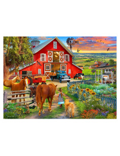 Rompecabezas de Granja Caballos Vermont Christmas 1000 Piezas