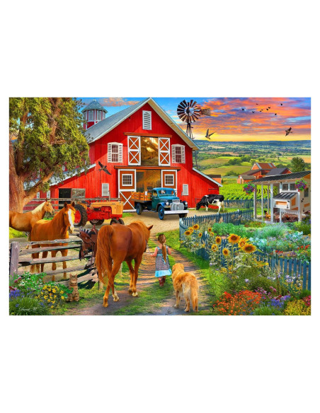 Rompecabezas de Granja Caballos Vermont Christmas 1000 Piezas